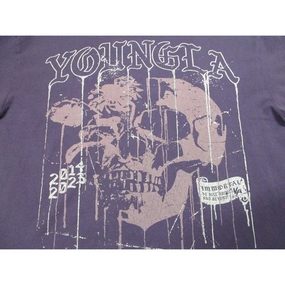 YoungLA Shirt Mens 2XL Dark Purple Skull Immortal‎ Graphic T-Shirt Streetwear
